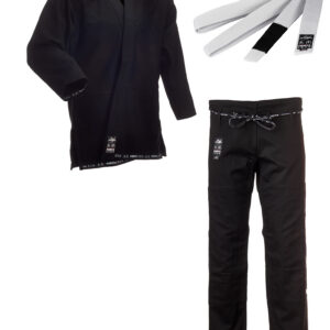 BJJ Starter Gi Fortaleza Schwarz + BJJ Gürtel Weiß