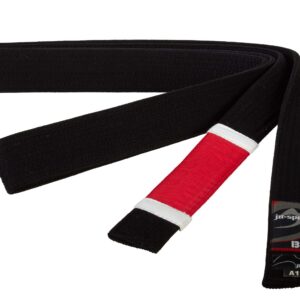 BJJ Premium Gürtel Perl Schwarz - Main Professor - Roter Balken - Weiße Ränder