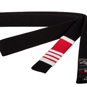BJJ Premium Gürtel Perl Schwarz - Main Professor - Roter Balken - Weiße Ränder 3rd Degree
