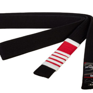 BJJ Premium Gürtel Perl Schwarz - Main Professor - Roter Balken - Weiße Ränder 4th Degree